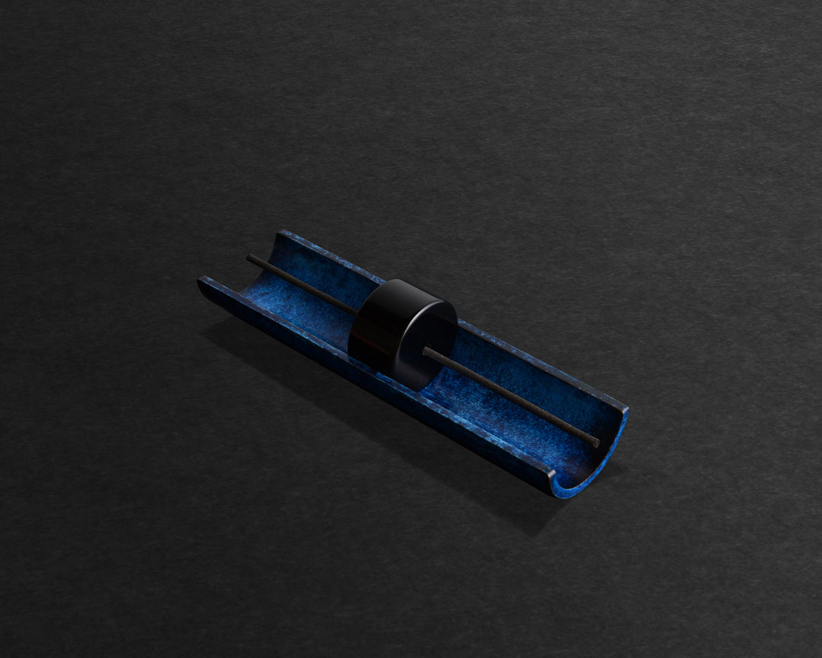 Circa Azure patina incense burner, Black Onyx mineral disc
